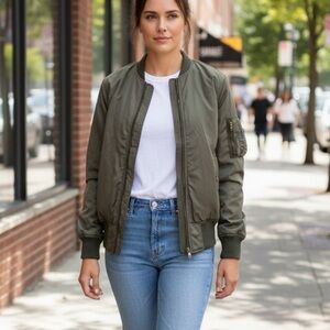 American Eagle Outfitters olive green bomber jacket